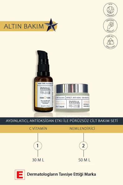 Altın Bakım Parlak Ve Korunan Cilt: C Vitamini Serumu, Nemlendirici Pirinç Özü Ile Gün Boyu Canlılık ürün görseli 1