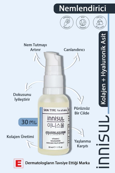 Hyaluronik Asit Yoğun Nemlendirici Ve Canlandırıcı, Pürüzsüz, Dolgunlaştırıcı Cilt Serumu 30 ml ürün görseli 1