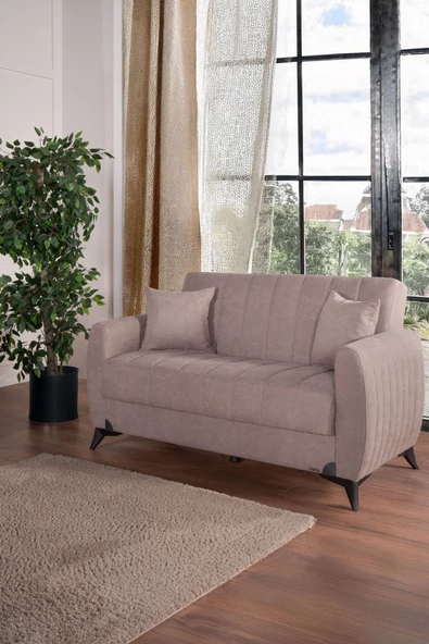 Kilim Mobilya Linda Iki Kişilik Kanepe Yüksek Ayaklı Açık Açık Kahverengi ürün görseli 1