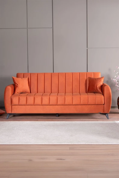 Kilim Mobilya Linda Üç Kişilik Kanepe Yüksek Ayaklı Turuncu ürün görseli 1