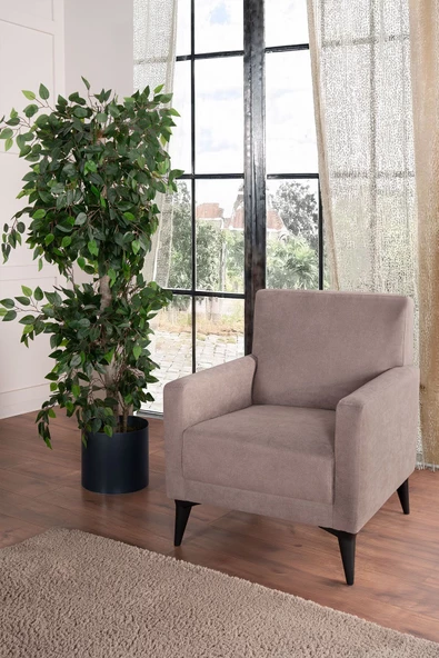 Kilim Mobilya Linda Berjer Yüksek Ayaklı Açık Kahverengi ürün görseli 1