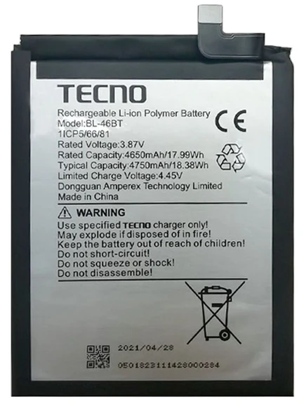 Tecno Camon 18 PRIMER Uyumlu Batarya Pil Sıfır Orijinal ürün görseli 1