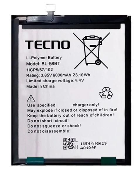 Tecno Pova 4 Uyumlu Batarya Pil Sıfır Orijinal ürün görseli 1