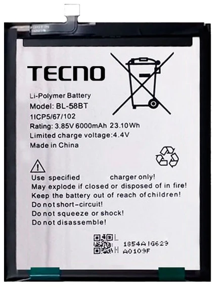 Tecno Pova NEO 2 Uyumlu Batarya Pil Sıfır Orijinal ürün görseli 1