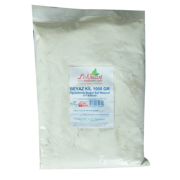 LokmanAVM Beyaz Kil Öğütülmüş Doğal Saf Naturel 1000 Gr Paket ürün görseli 1