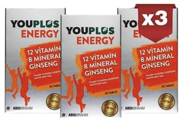 Youplus Energy 12 Vitamin 8 Mineralli Multi-Vitamin 30 Tablet | 3 Adet ürün görseli 1