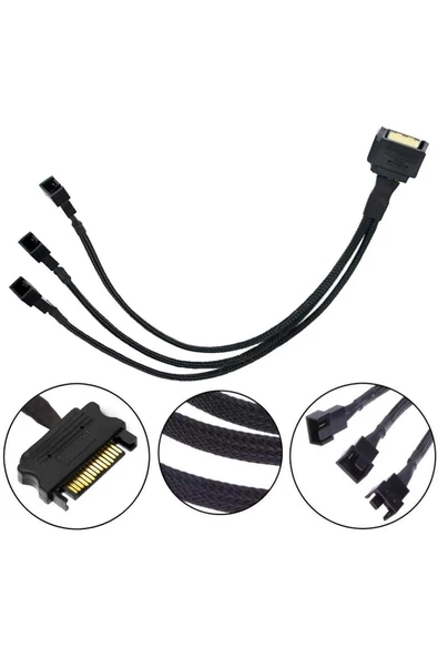 Zilevo Sata Fan Power Kablosu 3 Port Y Pin PWM Çoklayıcı Splitter Fan Kablosu ürün görseli 1