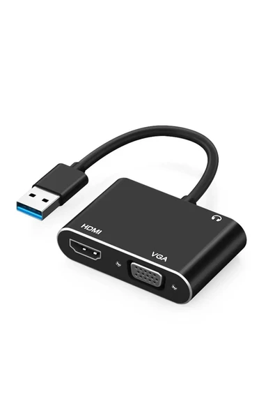 Zilevo Usb 3.0 To Hdmi Vga 3.5mm 1080P Monitör Genişletici Çevirici Dönüştürücü Adaptör ürün görseli 1