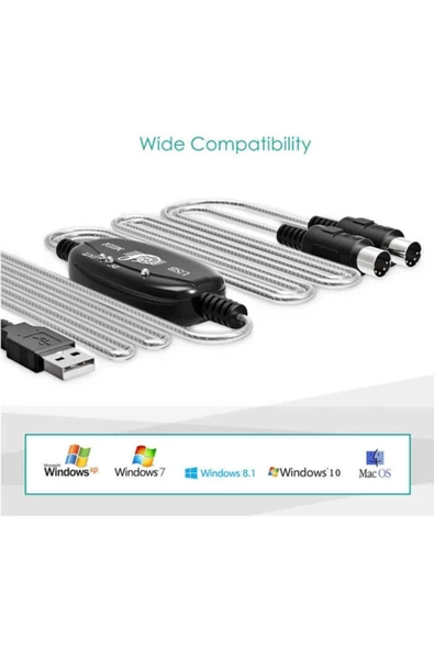 Zilevo Usb Midi Kablo Org Adaptör Keyboard Adapter 2m - Resim 5