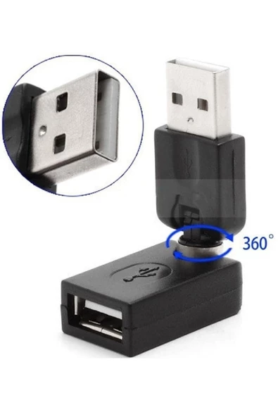 Alfais 5264 Usb To Dişi Erkek 360 Derece Dönebilen Çevirici Dönüştürücü Adaptör ürün görseli 1