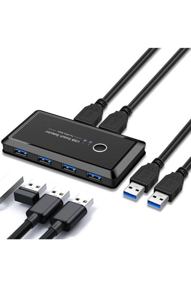 Alfais 4686 Usb 3.0 4 Port Hub 2 Uyumlu Kasa Pc Bilgisayar Kvm Switch Splitter Çoklayıcı ürün görseli 1