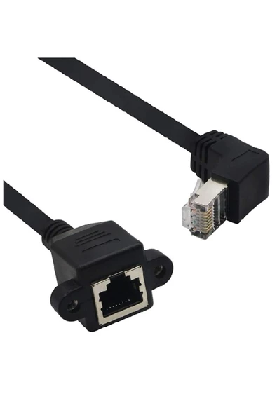 Zilevo Rj45 Dişi Erkek Uzatma 0.5M Dirsek 90 Derece Panel Tipi Cat6 Montaj Kablosu ürün görseli 1
