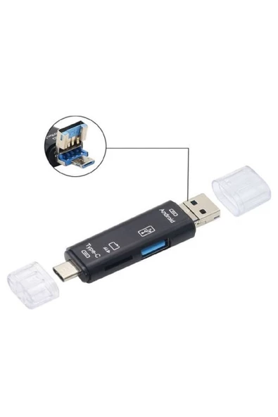 Wozlo Micro Usb Type C To Micro Sd Otg Çevirici Otg 3 in 1 Type C ve Micro Usb Tf Çevirici ürün görseli 1