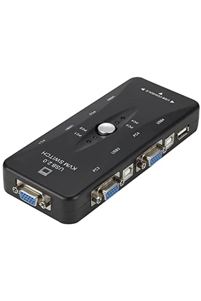 BASTORE 4 Port Usb Kvm Switch 4 Pc Kasa Tek Kontrol Çoklu Vga Switch ürün görseli 1