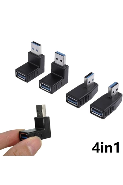 Alfais 3.0 90 Derece Çevici Dönüştürücü Adaptör Seti Usb Köşe Dirsek 4in1 ürün görseli 1