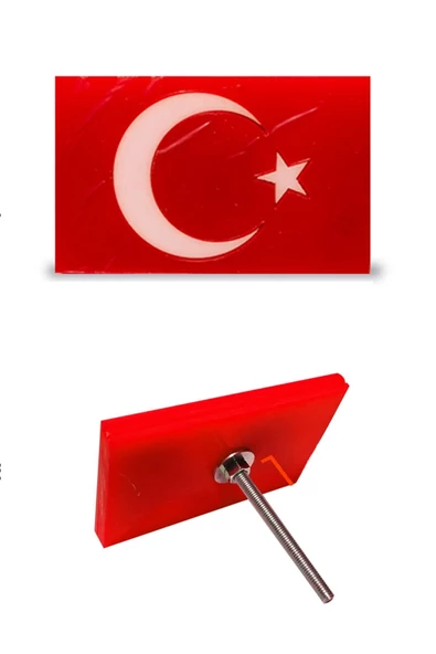 Panjur Arma Kırmızı Zeminli Türk Bayrağı Vidalı Pleksi Izgara Arma Logo ürün görseli 1