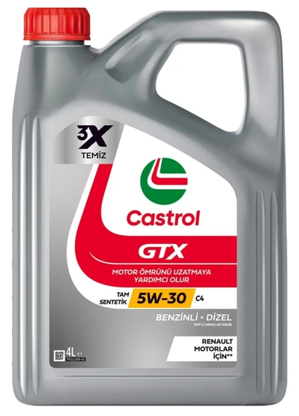 Castrol GTX 5W-30 C4 Tam Sentetik Motor Yağı 4 Litre ürün görseli 1