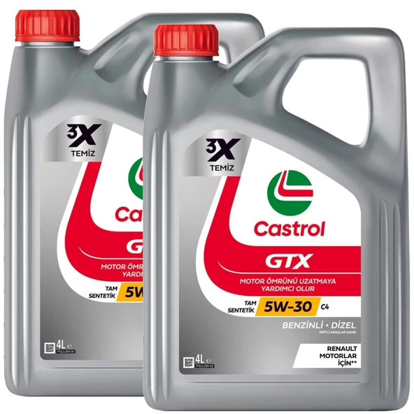 Castrol GTX 5W-30 C4 Tam Sentetik Motor Yağı 2 x 4 Litre ürün görseli 1