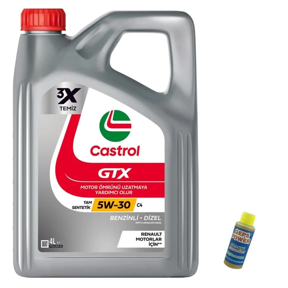Castrol GTX 5W-30 C4 Tam Sentetik Motor Yağı 4 Litre + Cam Sabunu 80 ml ürün görseli 1
