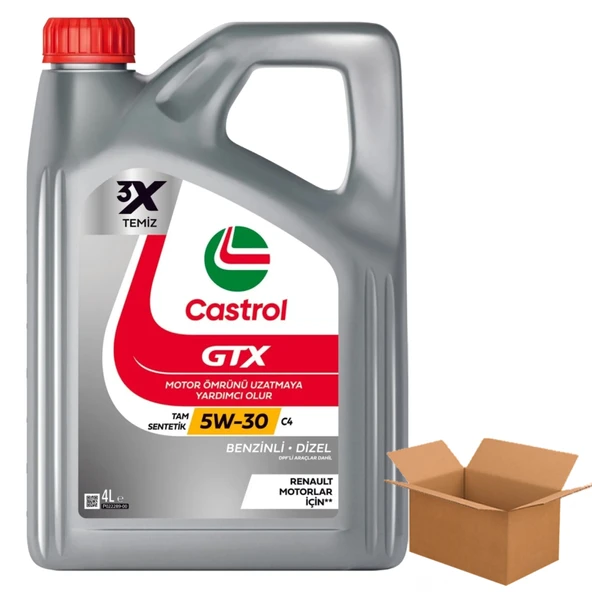 Castrol GTX 5W-30 C4 Tam Sentetik Motor Yağı 4 x 4 Litre (1 Koli) ürün görseli 1
