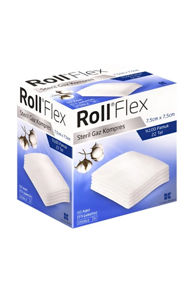 ROLL Flex Steril Gaz Kompresi 50 Li ( 7,5 Cm X 7,5 Cm 5 Li Pakette ) ürün görseli 1