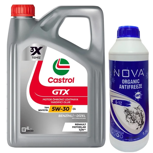 Castrol GTX 5W-30 C4 Tam Sentetik Motor Yağı 4 Litre + Y. Antifriz 1,5 L ürün görseli 1
