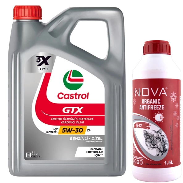 Castrol GTX 5W-30 C4 Tam Sentetik Motor Yağı 4 Litre + K. Antifriz 1,5 L ürün görseli 1