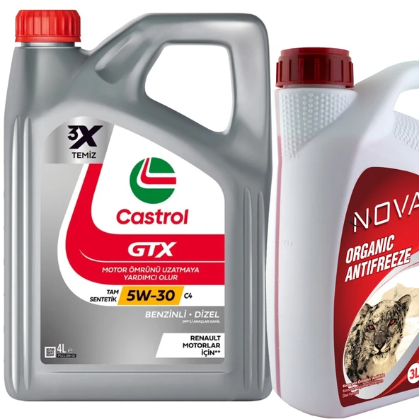 Castrol GTX 5W-30 C4 Tam Sentetik Motor Yağı 4 Litre + K. Antifriz 3 L ürün görseli 1