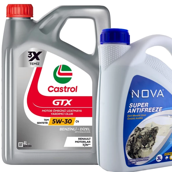Castrol GTX 5W-30 C4 Tam Sentetik Motor Yağı 4 Litre + Y. Antifriz 3 L ürün görseli 1