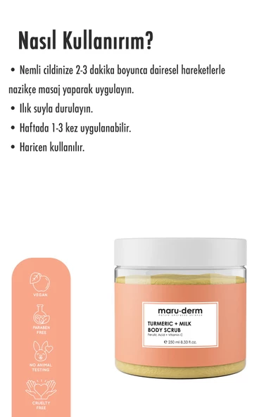 Maru.Derm Body Scrub | Zerdeçal + Süt Vücut Peelingi | C Vitamini + Ferulik Asit 250 ML ürün görseli 1