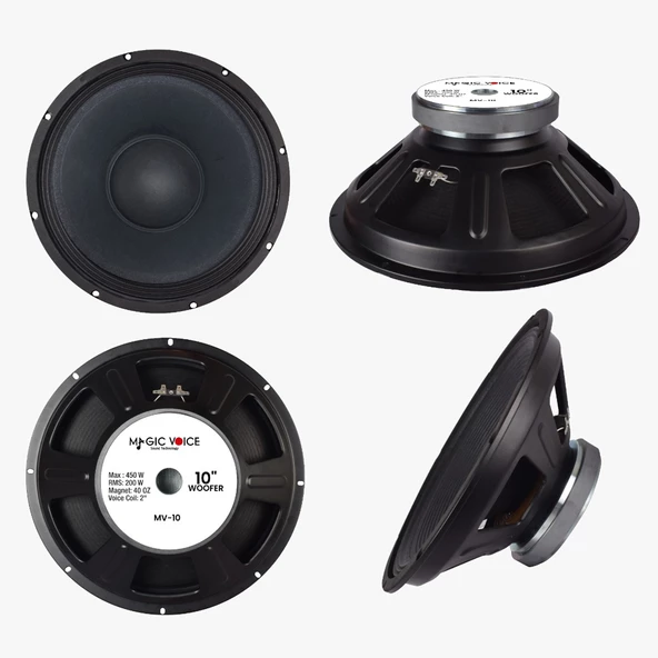 Magicvoice MV-10 Maks. 450 Watt / Rms 200 Watt 10” Siyah 25 Cm Woofer Yedek Hoparlör ürün görseli 1