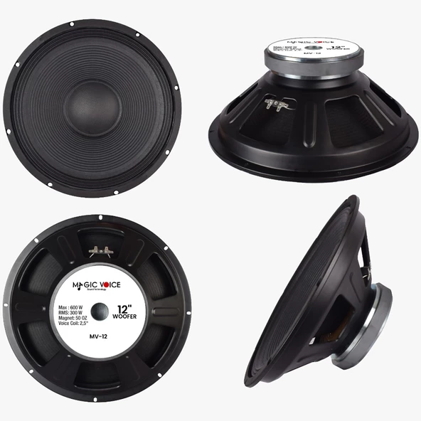 Magicvoice MV-12 Maks.600 Watt / Rms 300 Watt 12” Siyah 30 Cm Woofer Yedek Hoparlör ürün görseli 1