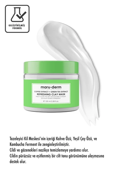Maru.Derm Kil Maskesi | Kahve Özü + Yeşil Çay Özü Tazeleyici Kil Maskesi 100 ML | Tüm Cilt Tipleri | Vegan ürün görseli 1