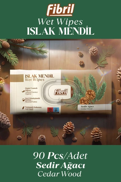 Fibril  Sedir Ağacı Kokulu Islak Mendil l3x90 Lı Paket 270 Yaprak Doğal Esans , Geri Dönüştürülebilir Kumaş ürün görseli 1