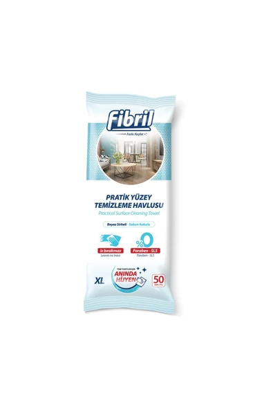 Fibril  Pratik Yüzey Temizlik Havlusu Beyaz Sirkeli Sabun Kokulu 24 X 50 (1200 YAPRAK) ürün görseli 1