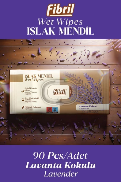 Fibril  Yeni Lavanta Kokulu Islak Mendil 3x90 Pk 270 Yprk Doğal esans , geri dönüştürülebilir kumaş ürün görseli 1