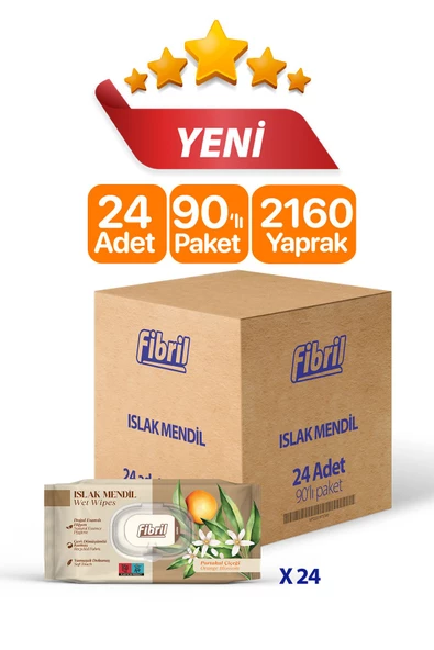 Fibril  Portakal Çiçeği Kokulu Islak Mendil 24x90 Lı Paket 2160 Yaprak ürün görseli 1