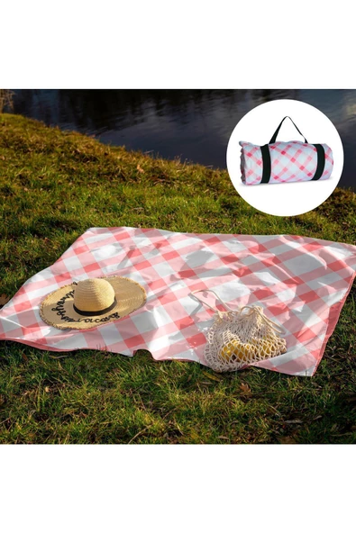 Nondress  Outdress Suya Dayanıklı Çok Amaçlı Piknik Örtüsü 150 X 150 Cm Kırmızı Beyaz Ekose Desen ürün görseli 1