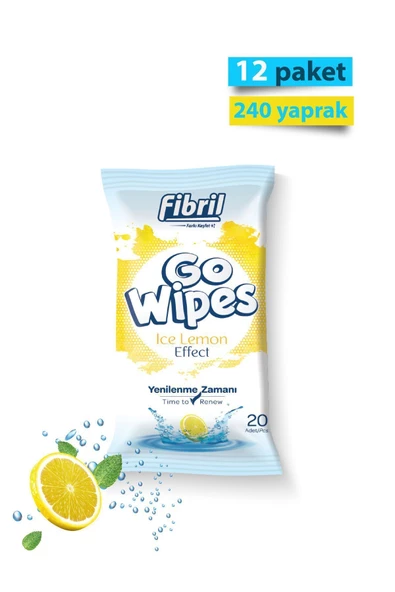 Fibril  Go Wipes Ice Lemon Islak Mendil X 12 Paket 240 Yaprak ürün görseli 1
