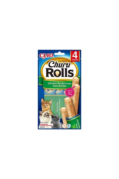 Ciao Churu Rols Sticks Tavuk Sargılı ve Ton Balıklı Kedi Ödül Maması 4 X 10 gr ürün görseli 1