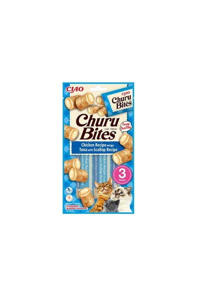 Ciao Churu Bites Tavuk Sargılı Deniz Taraklı ve Ton Balıklı Kedi Ödül Maması 3 X 10 gr ürün görseli 1