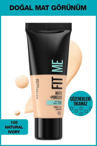 Maybelline Fondoten Fit Me Matte Poreless 105 ürün görseli 1