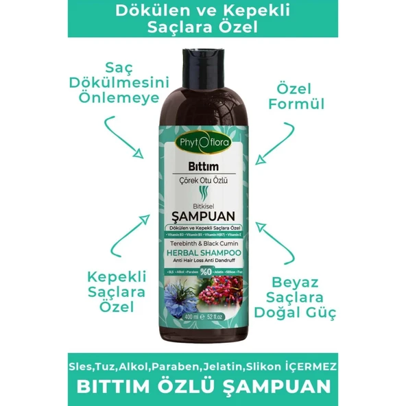 Phytoflora Bıttım Çörek Otu Özlü Bitkisel Şampuan 400 Ml - Resim 3