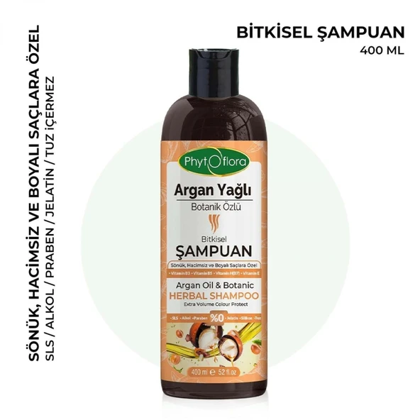 Phytoflora Argan Yağlı ve Botanik Özlü Bitkisel Şampuan 400 Ml ürün görseli 1