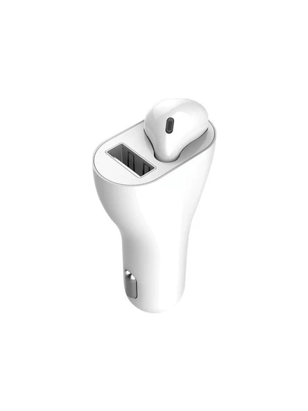 MF Product Jettpower 0180 Araç Şarjı & Mono Bluetooth Kulaklık Beyaz ürün görseli 1