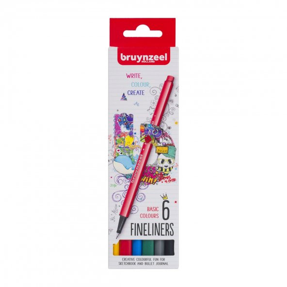 BRUYNZEEL 6LI BASIC COLOUR FINELINERS ürün görseli 1