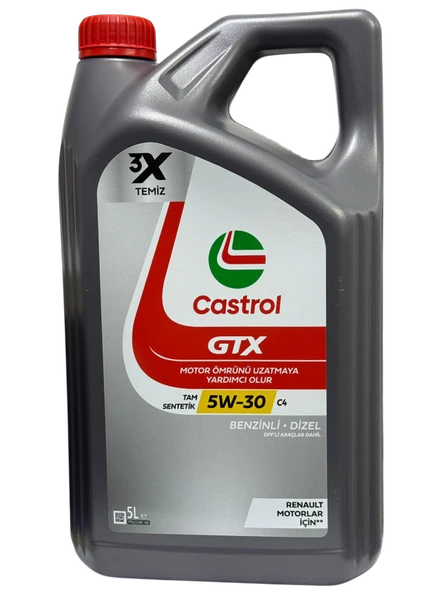 Castrol GTX 5W-30 C4 Tam Sentetik Motor Yağı 5 Litre - Renault, Nissan, Mercedes, Smart ürün görseli 1