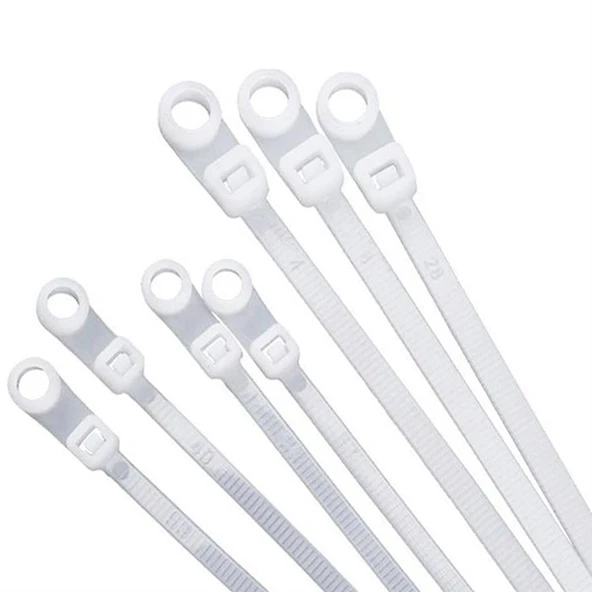 Ayt Powermaster Pm-26331 Delikli Beyaz Kablo Bağı 3.6x200 mm 100 Lü Paket Kablo Klips Klemens Cırt ürün görseli 1