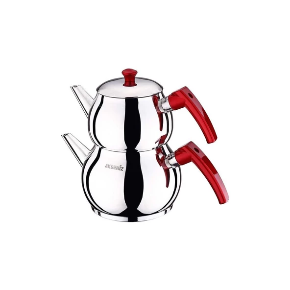 AKDENİZ ÇAYDANLIK TAKIMI KÜRE JUMBO BOY KIRMIZI ELMA ŞEKERİ BAKALİT KULP AKD531-KIRMIZI 1636 2260 2-3,25L ürün görseli 1