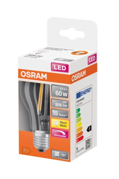 Osram Led Flament 7W 2700K 806lm E27 Duy Sarı Işık Ampul ürün görseli 1
